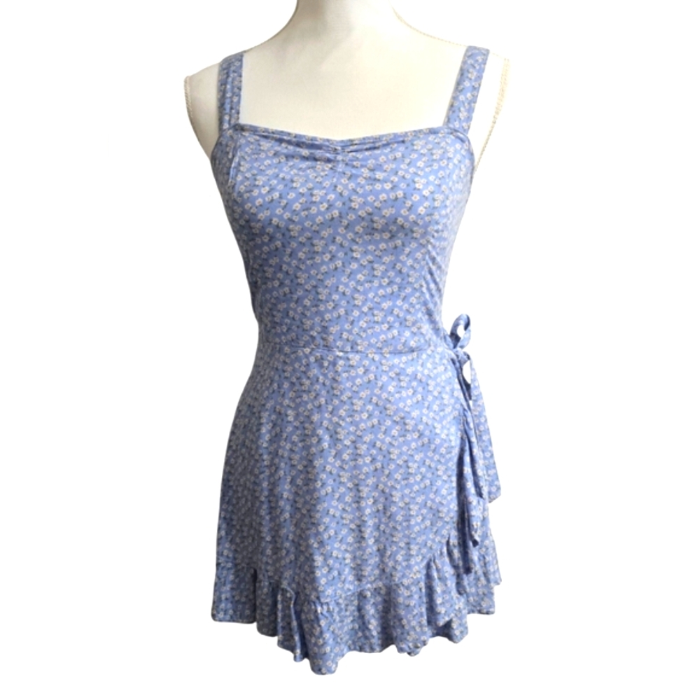 Hollister Floral Blue Sleeveless Romper